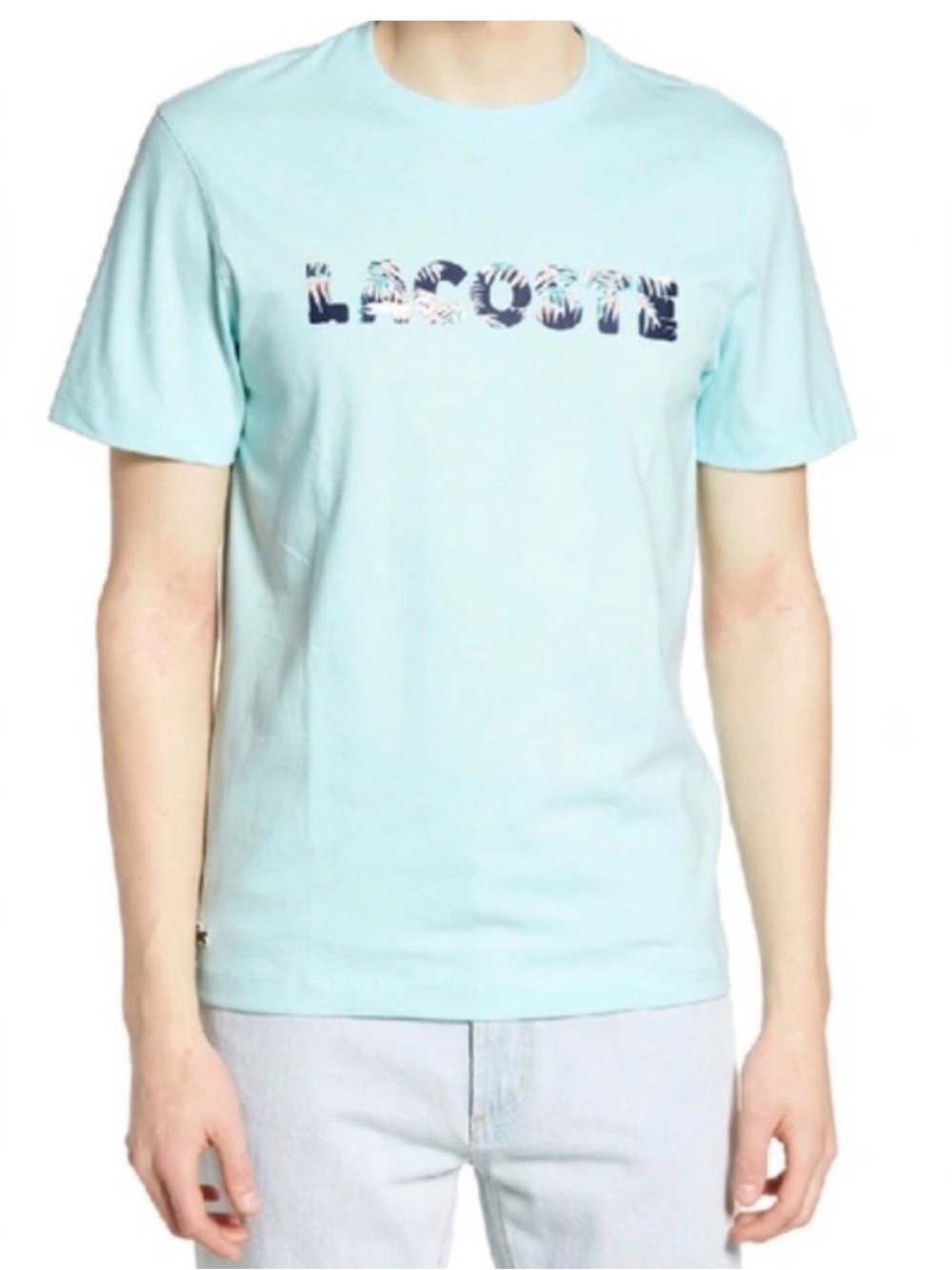 Lacoste Men's Classic Fit Hawaiian & Print Logo Short Sleeve Tee, Sz M